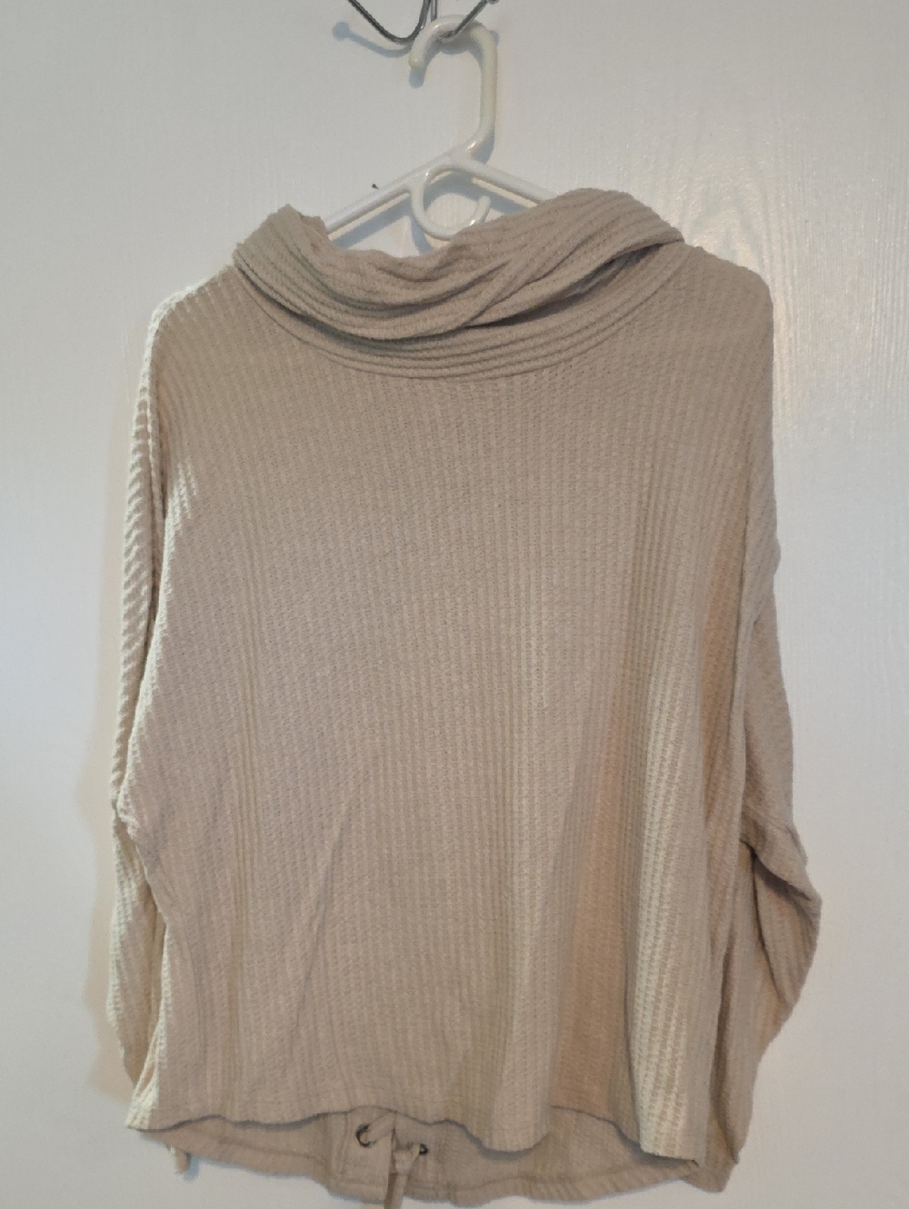 Maurices Light Beige Ribbed Cowl Neck Sweater